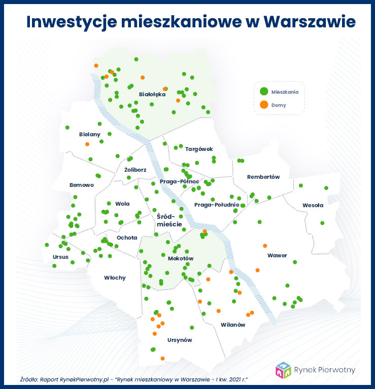 Inwestycje na mapie Warszawy - mapa