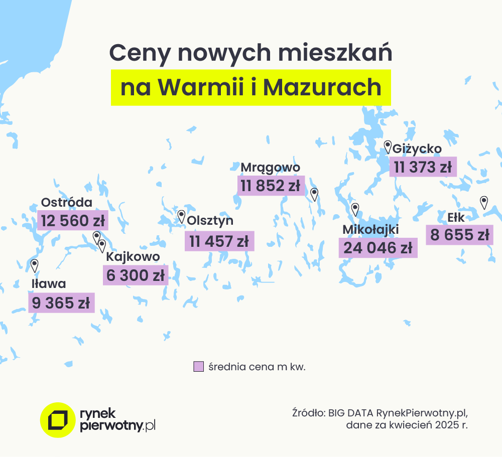 Ceny nowych mieszkań na Warmii i Mazurach