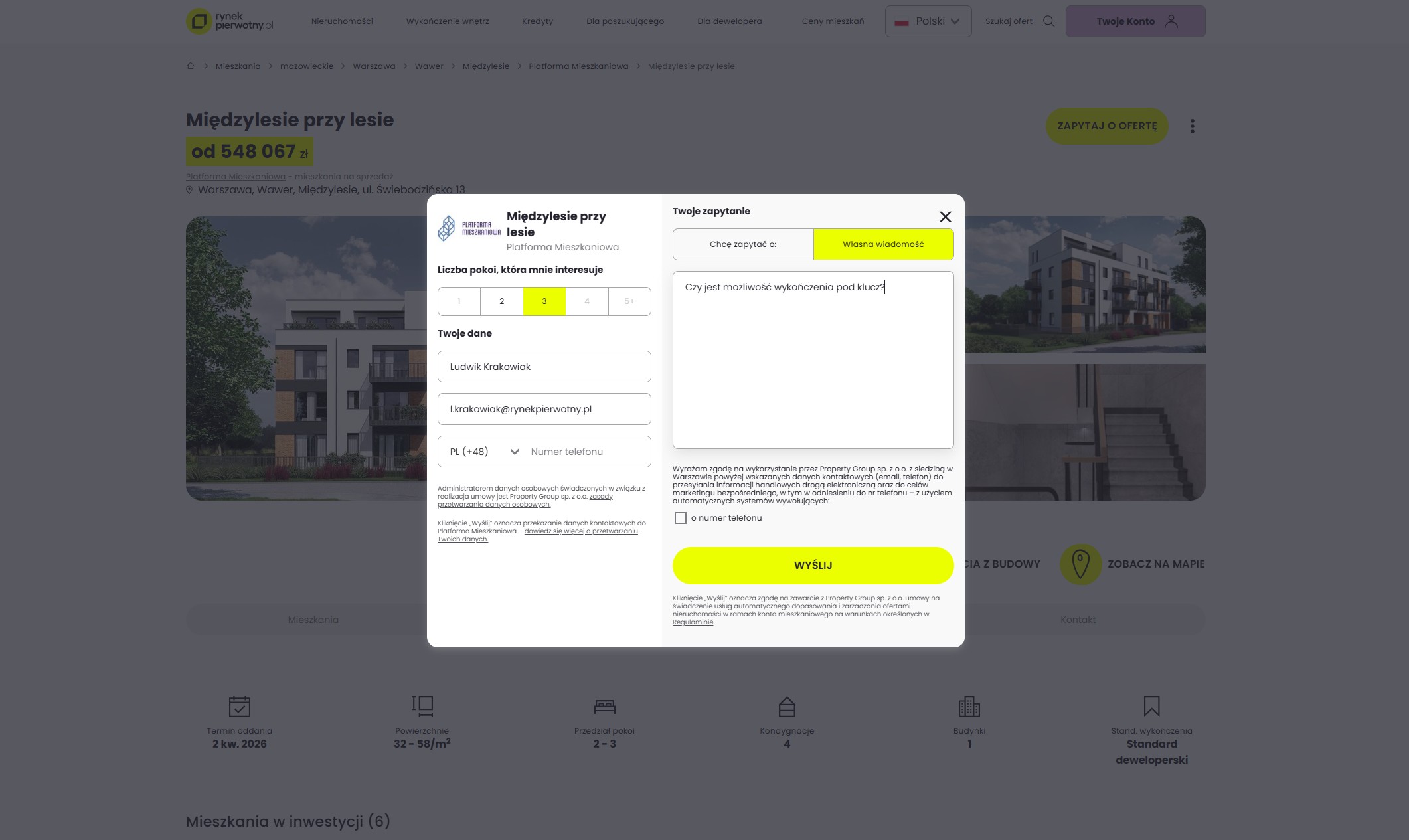Na rynekpierotny.pl możesz zapytać dewelopera, czy oferuje możliwość wykończenia mieszkania pod klucz.