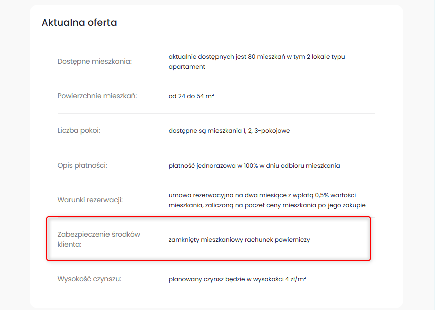 Zabezpieczenie środków klienta na rynekpierwotny.pl