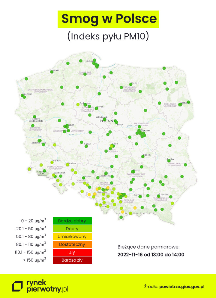 smog w Polsce - mapa 